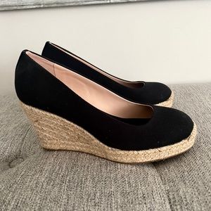 J. Crew Seville espadrille wedges in canvas. Black.